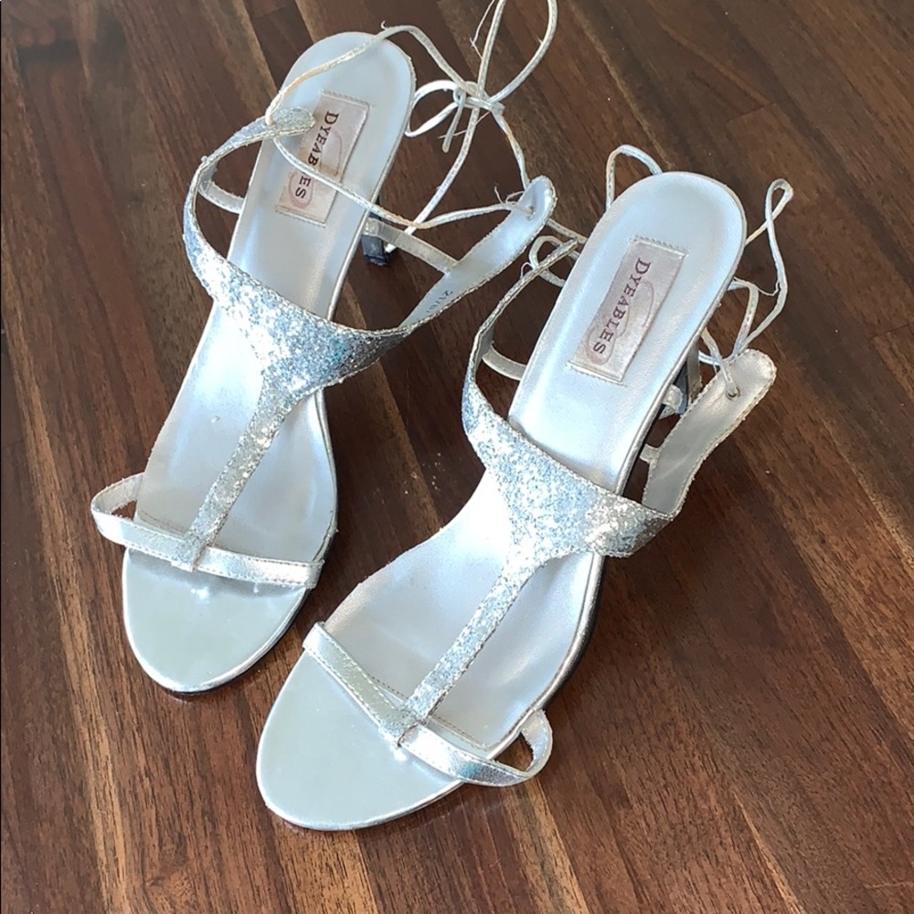 Silver glitter heels